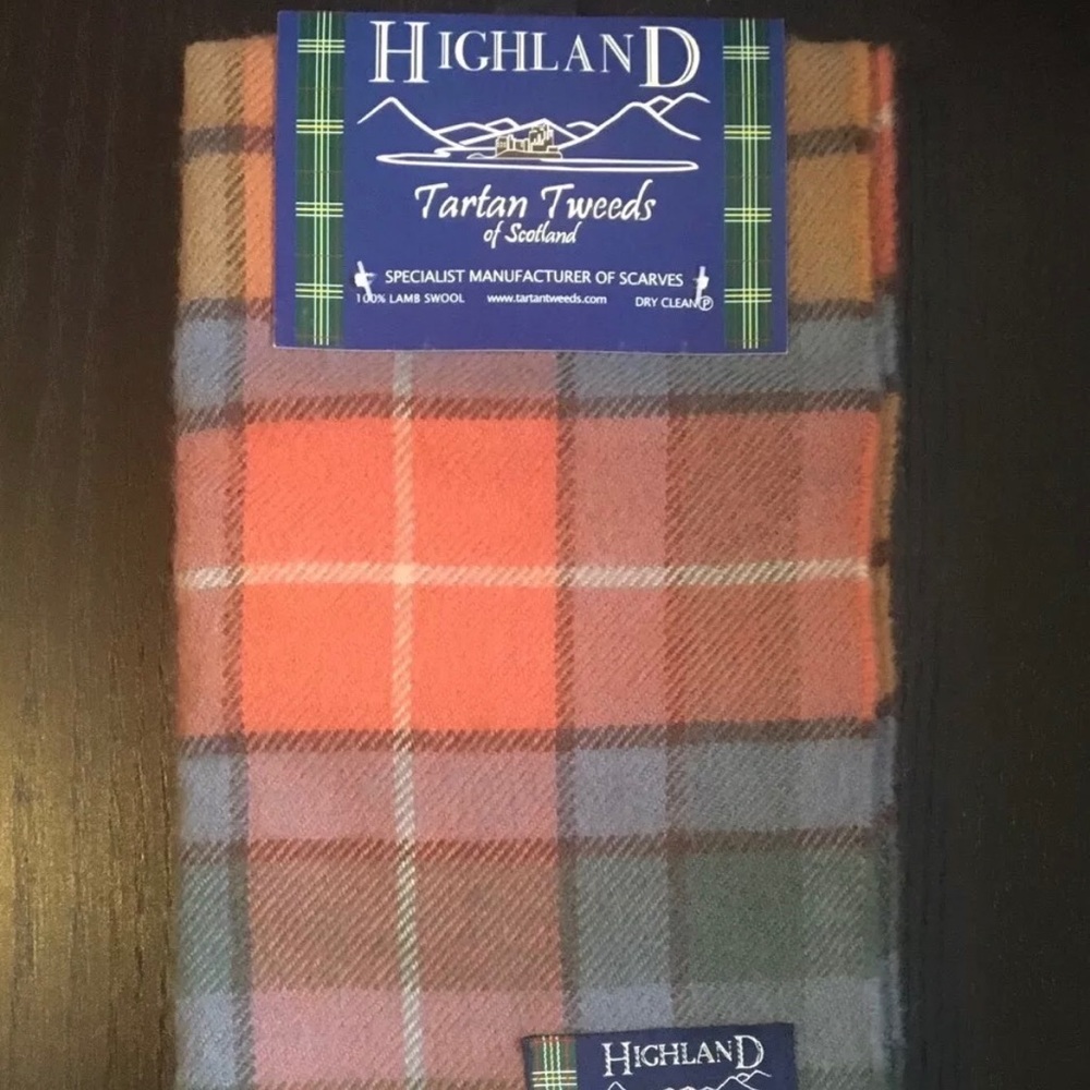 Highland Tartan Tweeds of Scotland Scarf 100% WOOL